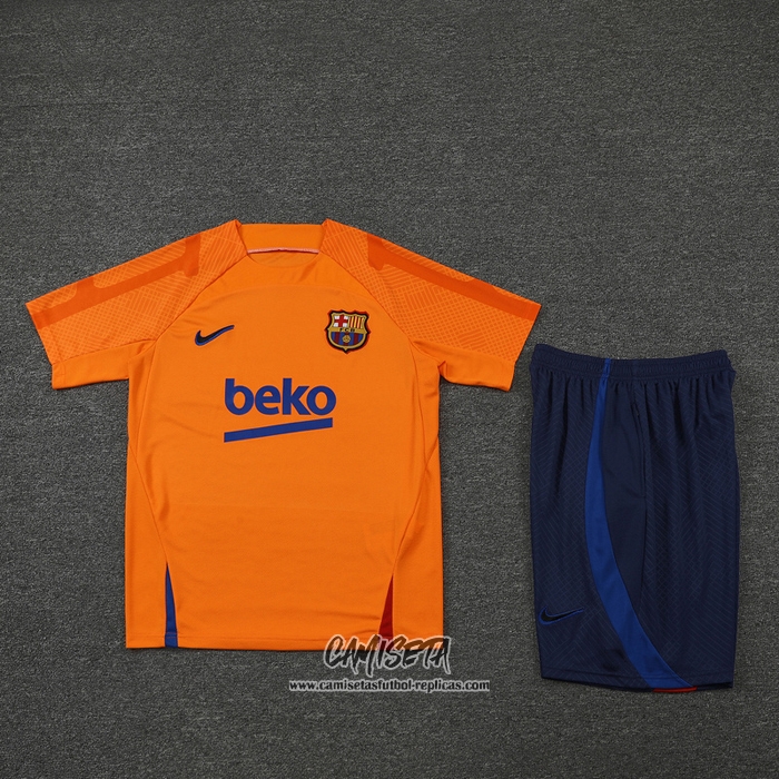 Chandal del Barcelona 2022-2023 Manga Corta Naranja - Pantalon Corto